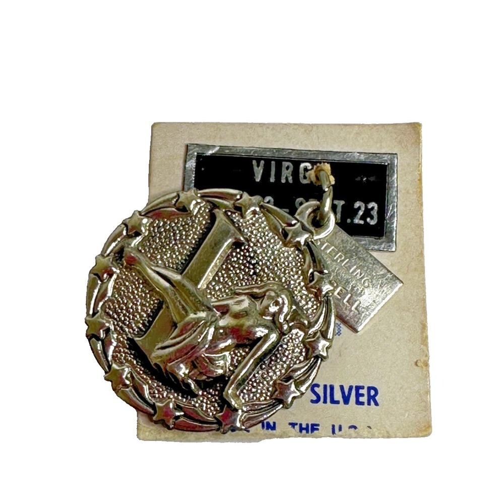 Bell Trading Post 925 Sterling Silver Vintage Virgo Zodiac Sign Charm NOS